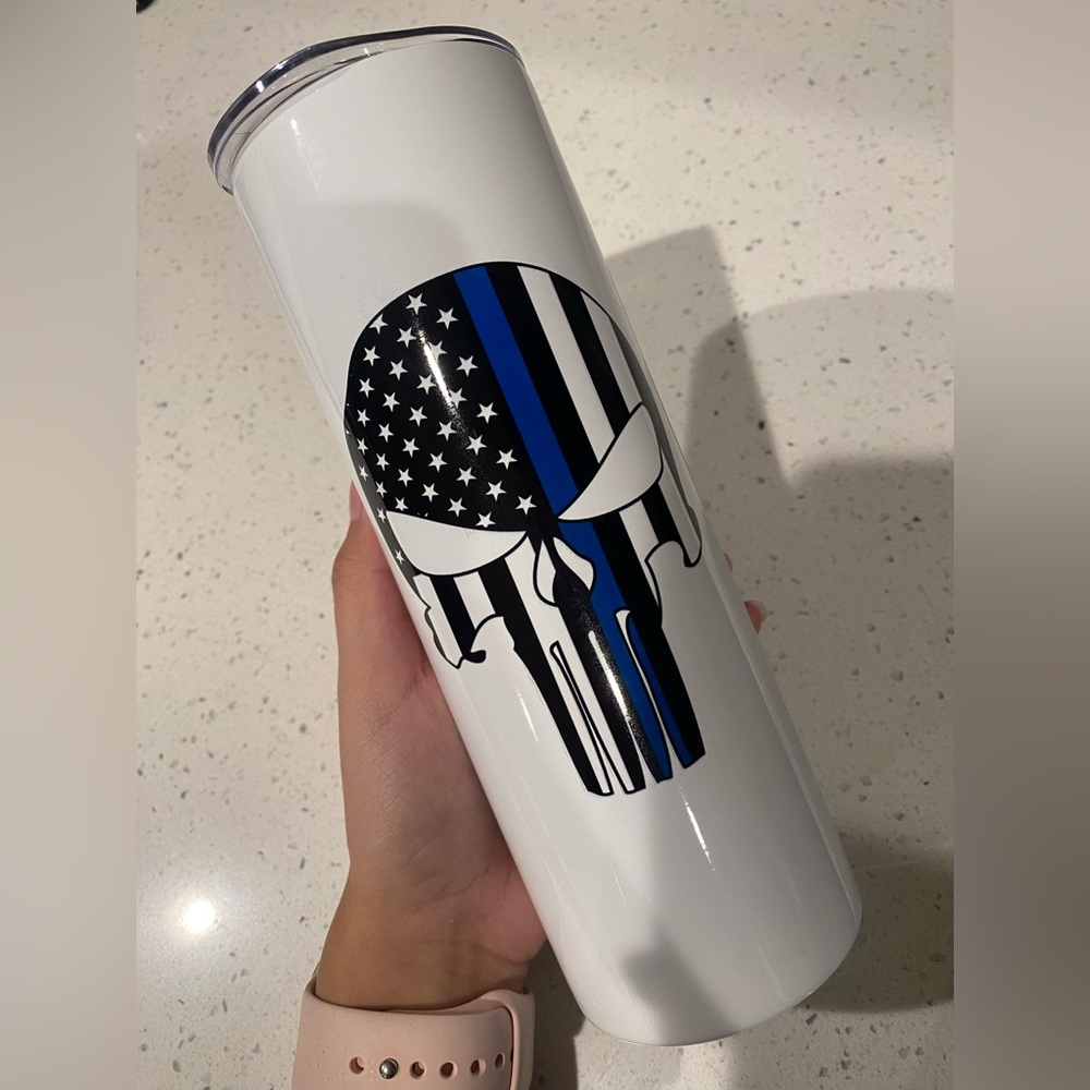 20oz Police Punisher Skull tumbler